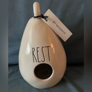 NWT Rae Dunn “Rest” Birdhouse, with Butterflies